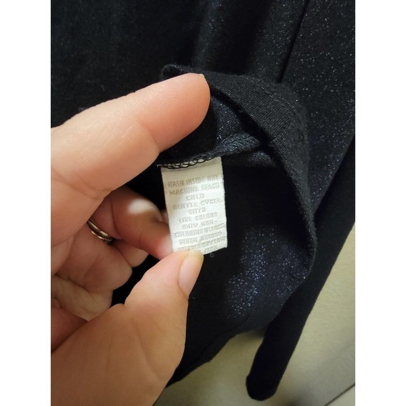 Charter Club Woman Shimmery Black Long Sleeve Blouse With Braded Neck Detail... - Picture 4 of 5